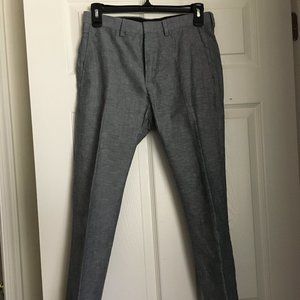Men's H&M Skinny Fit Cotten-Linen Blend Gray Dress Pants, Size 28